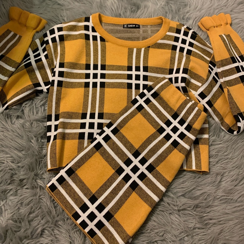 plaid skirt set